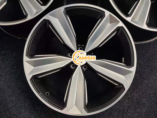 Glossy Black 5 Spoke 20 Inch Rims , Forged 9J Rim For Audi RS5