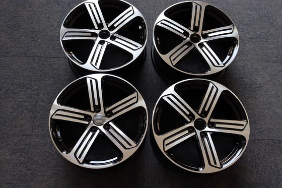 Black 7.5J Chrome Finish Alloy Wheels 5 Spoke 19 Inch Rims Volkswagen Golf 7 VII R